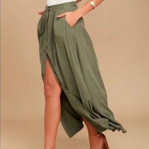 Pistola olive green maxi skirt